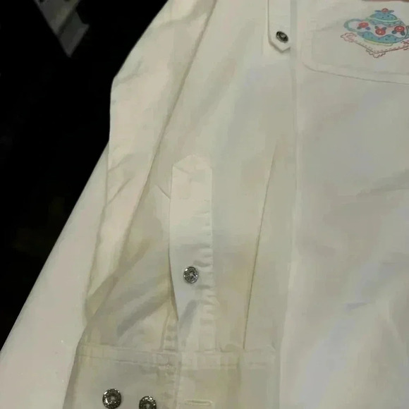 RARE Lauren Ralph Lauren Women’s White Button Up Shirt W/ Tea Pot Embroidery S - Picture 10 of 13
